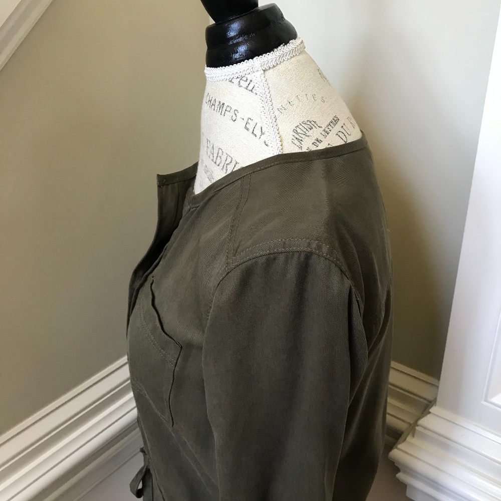 Michael Stars Shirt Dress XS Green Long Sleeve - Picture 12 of 13